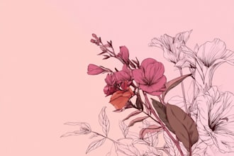 create plant, flowers line art vector