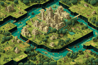 do fantasy map illustration isometric map