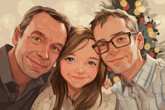 draw awesome cartoon caricature for gift, christmas card