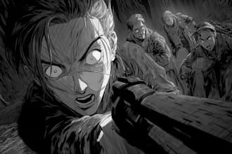 draw custom horror comic anime manga artist retro vintage action manga comic art