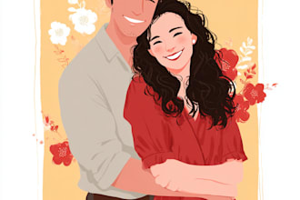 do realistic family portrait, couple art
