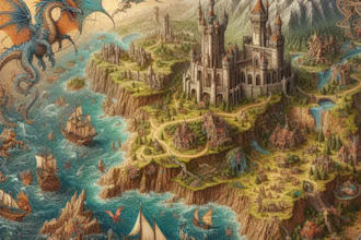 illustrate medieval fantasy and sci fi maps
