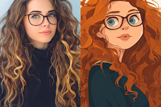 draw your portrait into disney cartoon anime style