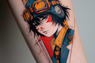 illustration for anime tattoo in color