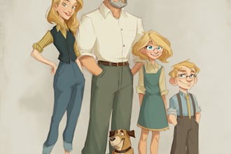 draw a custom family portrait art