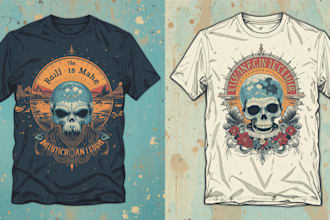 create retro vintage illustration for t shirt print designs