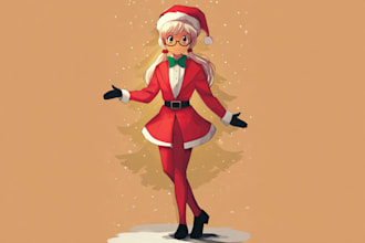 illustration for holiday, christmas,  family greeting card