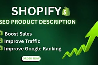 write, design SEO product descriptions for your shopify esty store for 1st page