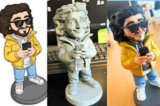 convert 2d to 3d stl model, drawing photo to realistic 3d sculpt for 3d printing