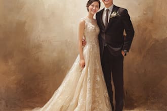 design a couple portrait and wedding portrait