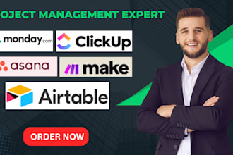 automate and integrate clickup, monday com, asana with zapier, make or airtable
