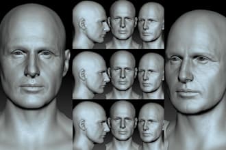 realistic zbrush bust sculpt 3d head model stl file ready to print face likeness