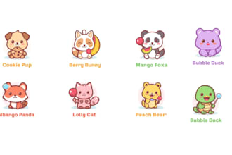 design a cute kawaii cartoon animal logo for vtuber and streamer