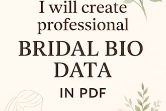 create professional bridal bio data in PDF