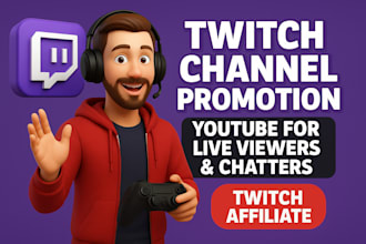 twitch channel promotion, youtube for live viewers, chatters, twitch affiliate
