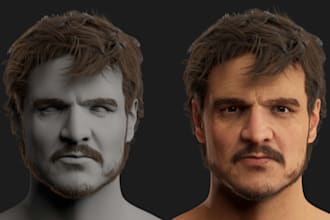 sculpt realistic 3d head model, 3d face, 3d bust sculpture for 3d printing