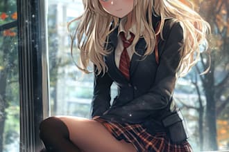 draw an anime character illustration for commercial use
