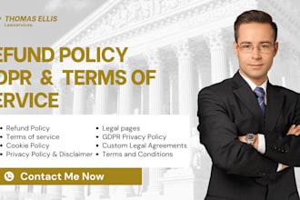write refund policy, privacy policy, terms and conditions, and legal pages