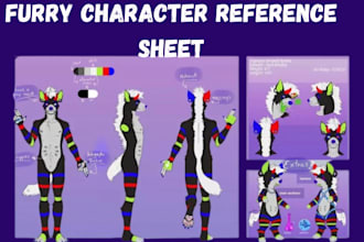 draw reference sheet for your furry, oc, vtuber, fursona anthro character