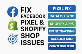 setup facebook pixel, troubleshoot fb shop and shopify store