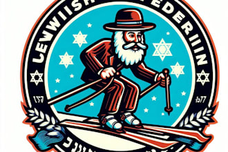 design high quality jewish ski vintage logo with t shirt design