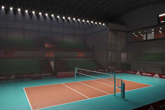 do 3d sport stadium, basketball, 3d pickleball, volleyball pitch court design