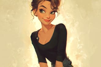 draw a portrait in semi realism disney cartoon style