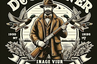 design high quality duck hunting vintage logo with t shirt design