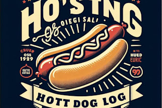 design high quality hot dog vintage logo with t shirt design