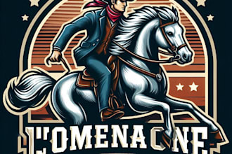 design high quality horse riding vintage logo with t shirt design