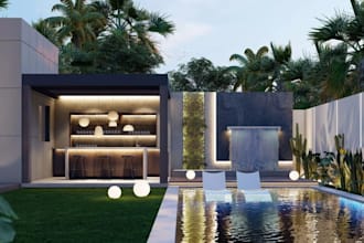 remodel exclusive villa exterior,interior render,furniture layout,ceiling design