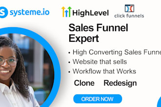 design, migrate, optimize, sales funnels websites on gohighlevel, systeme io