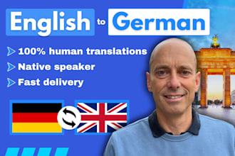 translate english to german or german to english as a native expert, translation