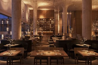 construct 3d restaurant building,nightclub strip,bar interior,lighting,3d render