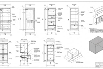 do cad shop drawings for wardrobe design, millwork, joinery, carpentry cabinetry