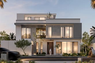 rebuild 3d villa exterior,interior design,pool,patio, garden,landscape rendering