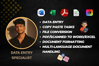 do bulk data entry, file conversion, and document formatting