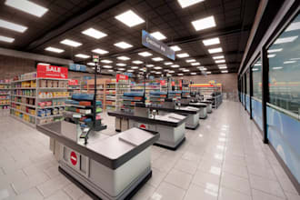 redesign luxury interior supermarket,restaurant, store,mall rendering,layout,cgi