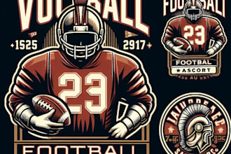 make a vintage classic football varsity jersey mascot logo  t shirt design
