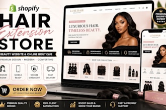 design shopify hair extension store, hair extension website and beauty website