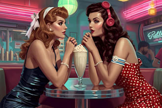 pin up girl and pin up girl illustration