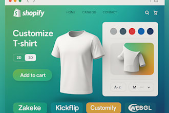do 2d 3d shopify store product configuration, zakeke kickflip customily webgl