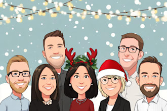 draw and design a christmas family group cartoon