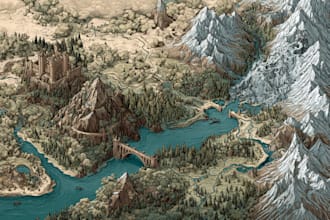 do fantasy world map illustration regional city map