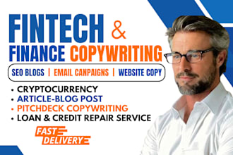 be your SEO website content writer, and website copywriter, fintech, sale copy