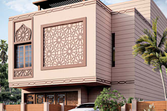 renovate 3d elevated house,brick villa,interior layout,living area,dining render