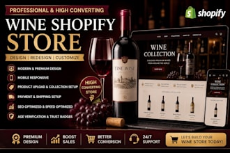 create a wine shopify store, wine store and liquor store website