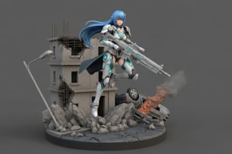 sculpt 3d anime figure, anime diorama model, action figure, 3d toy for  printing
