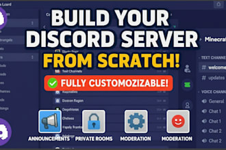 design and setup a professional discord server with roles and bots