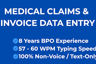 do professional medical claims and invoice data entry verification